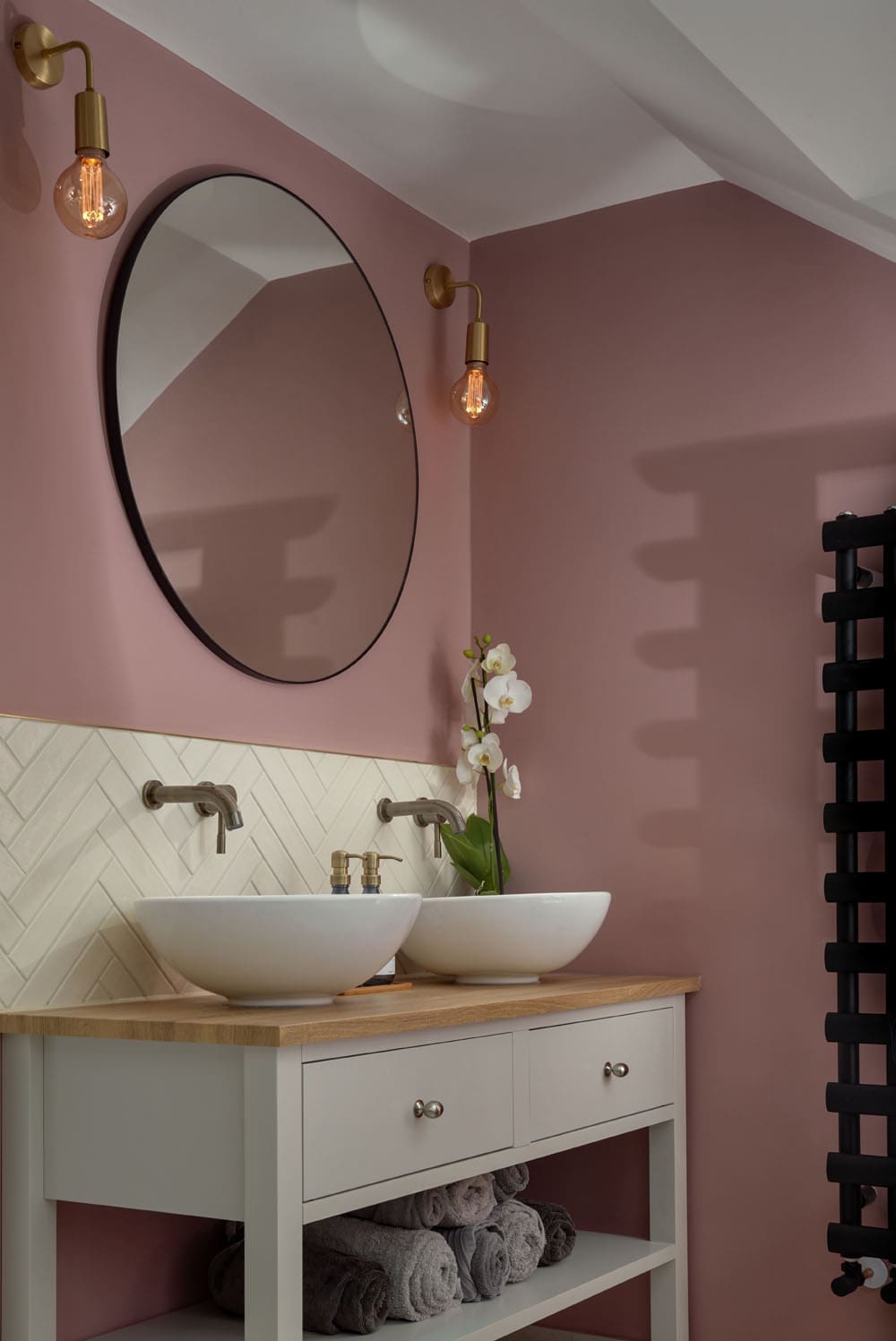 double vanities in rear dormer bathroom loft
